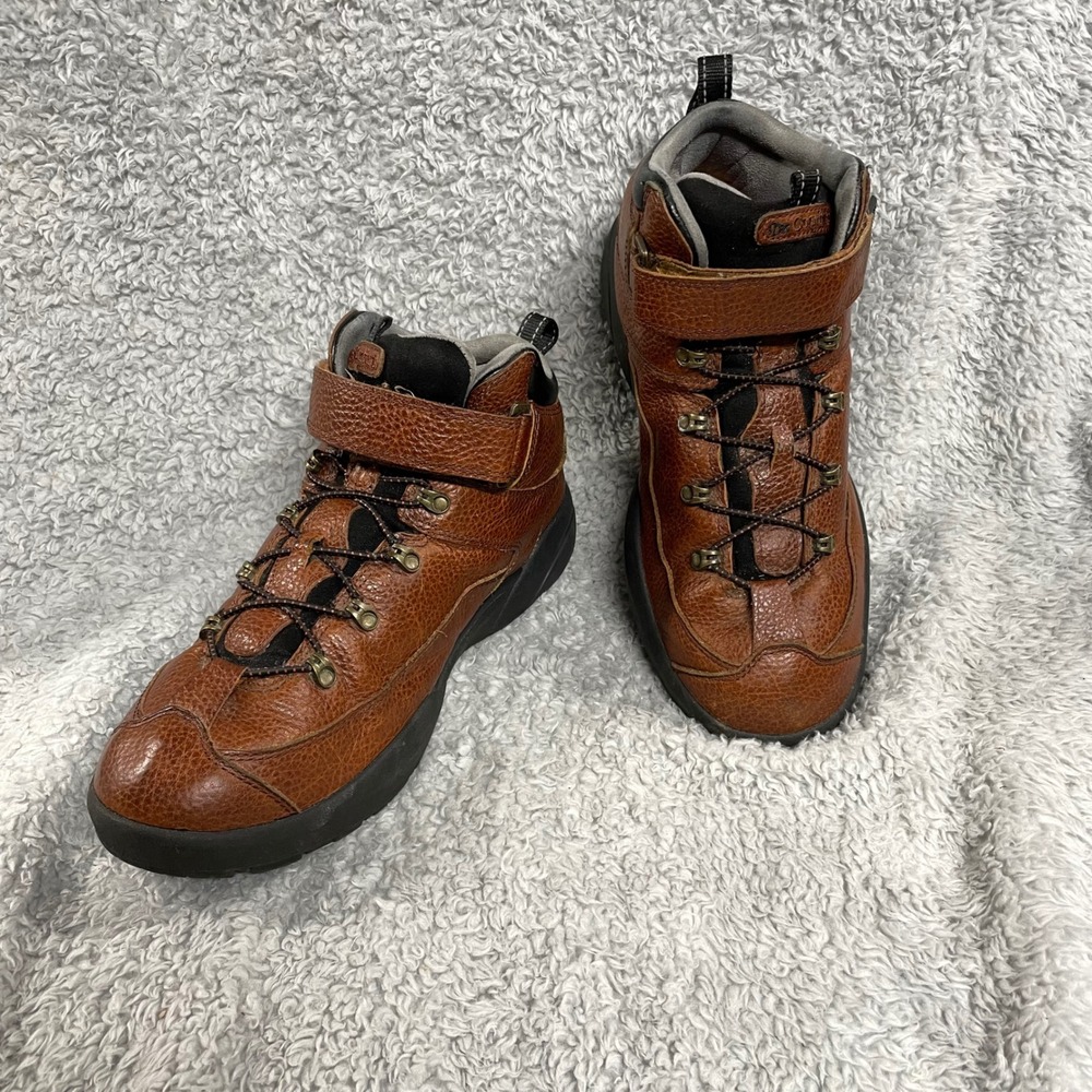 Dr. Comfort Ranger Mens Hiking Boots 10.5W Brown Leather Orthopedic Hook & Loop
